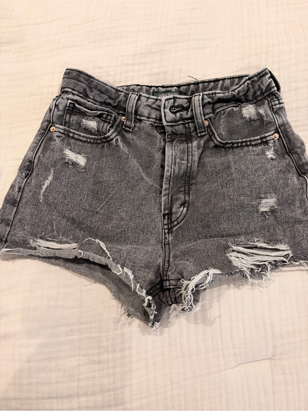 wild fable Distressed Gray High-Rise Denim Shorts